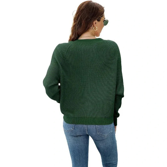 ❤️Women's Green  Long Sleeve Open Front Cardigan Single Breasted Knitted Sweater - Picture 2 of 7
